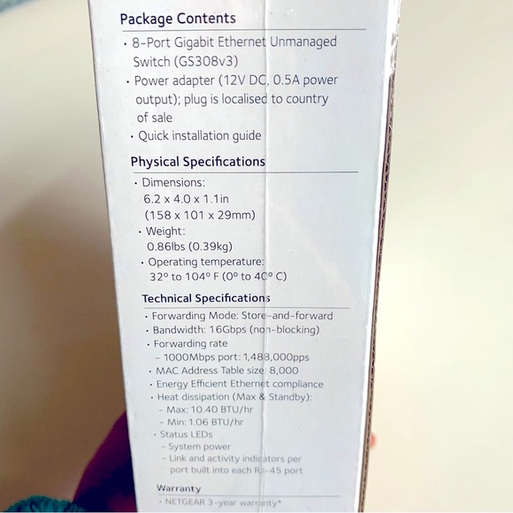 NIB NETGEAR 8-Port Gigabit Ethernet Switch 300 Switch GS308 - Picture 4 of 9